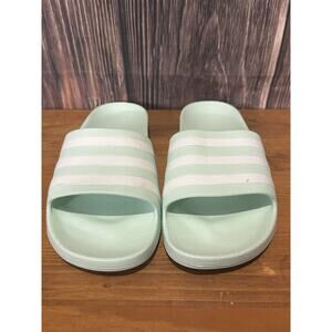 Woman's Sandals Adidas Adilette Aqua Mint Green Slides Slip On Size 9